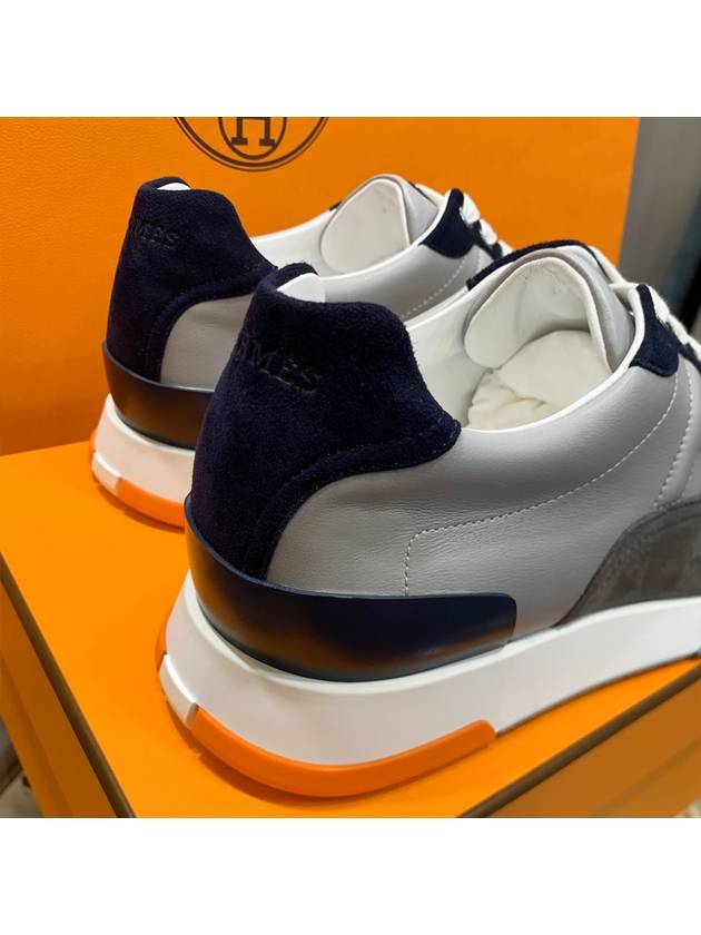 Men s Hermes Trail Sneakers Calfskin Navy Gray - CHANEL - BALAAN 8