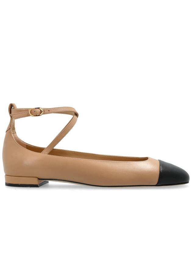 Stuart Weitzman Leather Ballet Flats Eden Strap, Women's, Beige - STUART WEITZMAN - BALAAN 1