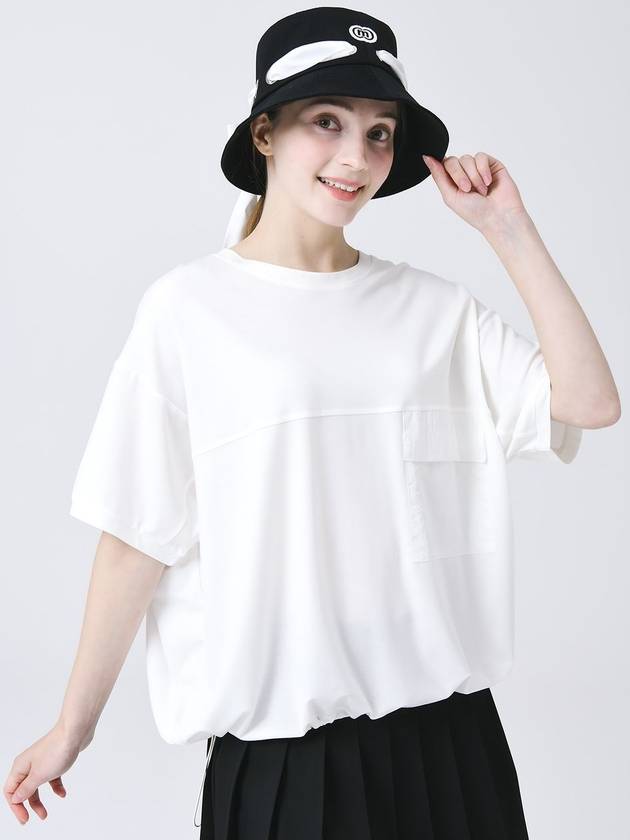 Round Pocket Decoration Loose Fit White Short Sleeve Hem String T-shirt DO3242TS004 - DOYOUKNOWMC GOLF WEAR - BALAAN 3