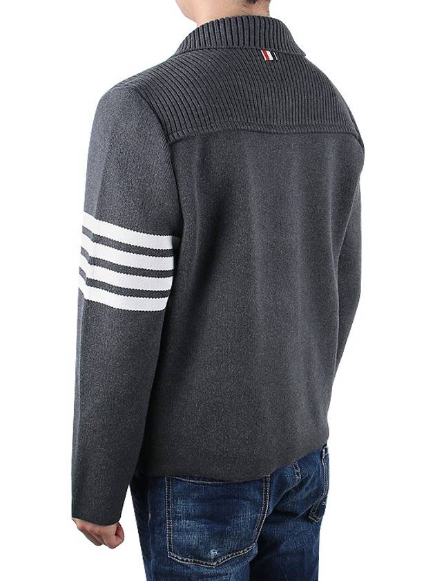 Men's Diagonal Interlock Stitch Cashmere Jacket Grey - THOM BROWNE - BALAAN 6