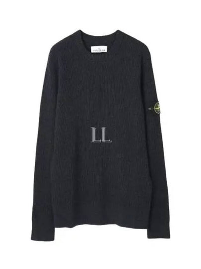 Crewneck Full Rib Wool Knit Top Melange Charcoal - STONE ISLAND - BALAAN 2