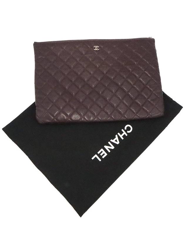 Women s Chanel A69251 Burgundy Caviar Skin Silver CC Logo Classic Large Pouch Clutch 20s gt Gangbuk used luxury goods - CHANEL - BALAAN 3