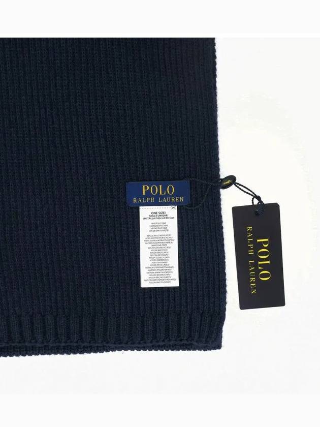 Bear Rib Knit Scarf Navy - POLO RALPH LAUREN - BALAAN 4