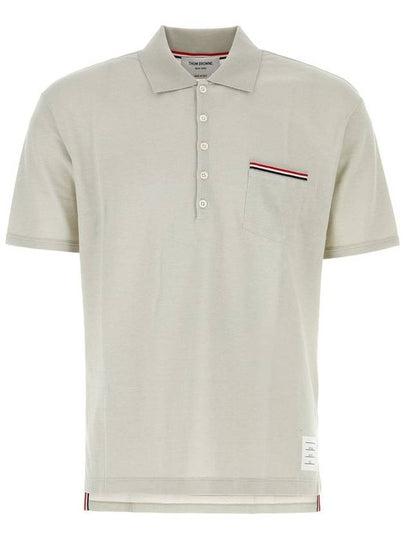 Solid Fine Pique Oversized Short Sleeve Polo Shirt Grey - THOM BROWNE - BALAAN 2