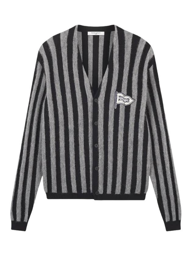 Striped Comfort Cardigan Black Stone - MAISON KITSUNE - BALAAN 1