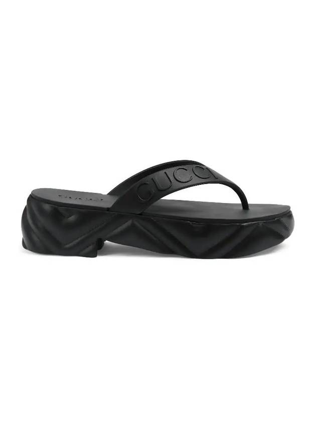 Women's Logo Thong Platform Flip Flops Black - GUCCI - BALAAN 1