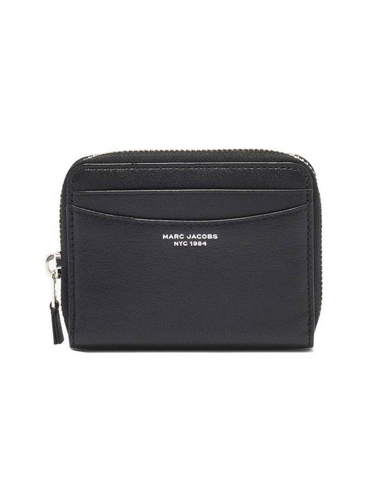 Women's The Slim Zip-up Logo Card Wallet Black - MARC JACOBS - BALAAN.