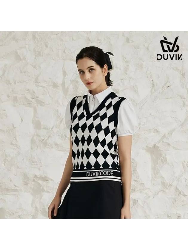 V-neck Modern Argyle Pattern Vest DD2WSV251DB - DUVIK - BALAAN 2