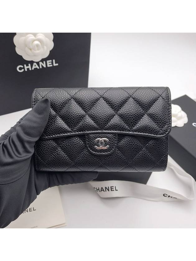 Classic medium wallet caviar black silver plate AP0232 - CHANEL - BALAAN 6