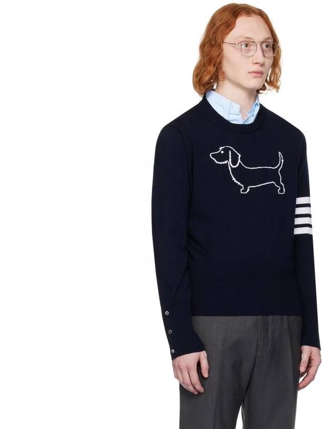 Hector 4-Bar Crewneck Pullover Merino Wool Knit Top Navy - THOM BROWNE - BALAAN 3