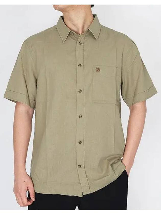 Men's Short Sleeve Linen Shirt Ovik Travel 87039 195 - FJALL RAVEN - BALAAN 1