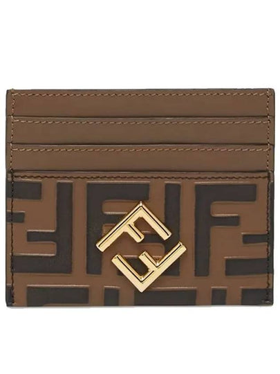 Logo Diamond Leather Card Wallet Brown - FENDI - BALAAN 2