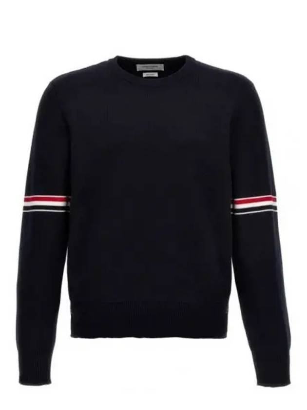 Men's Milan Stitch Armband Crew Neck Knit Top Navy - THOM BROWNE - BALAAN 2