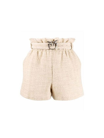 Love Bird Buckle Belt Shorts Beige - PINKO - BALAAN 1