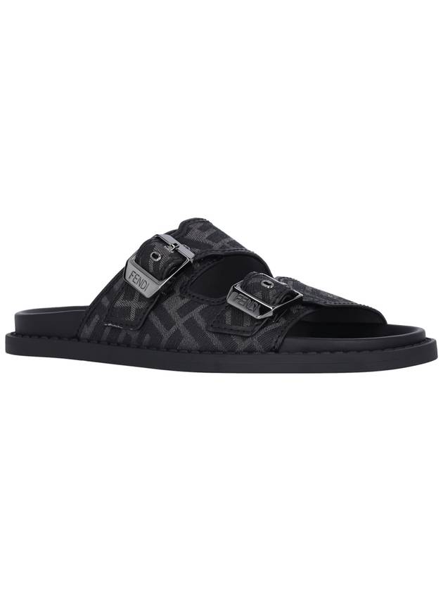 Men's Peel Jacquard Fabric Sandals Black - FENDI - BALAAN 3