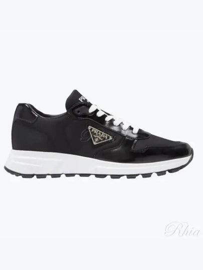 Prax 01 Re-Nylon Brushed Leather Low-Top Sneakers Black - PRADA - BALAAN 2