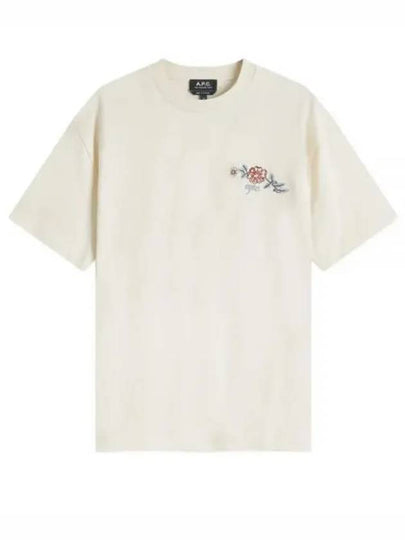 Oscar Floral Logo Short Sleeve T Shirt Ecru - A.P.C. - BALAAN 2