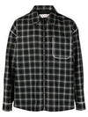 Plaid Pattern Virgin Wool Shirt Jacket Black - MARNI - BALAAN 2