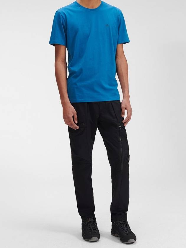 Logo Print Short Sleeve T-Shirt Blue - CP COMPANY - BALAAN.