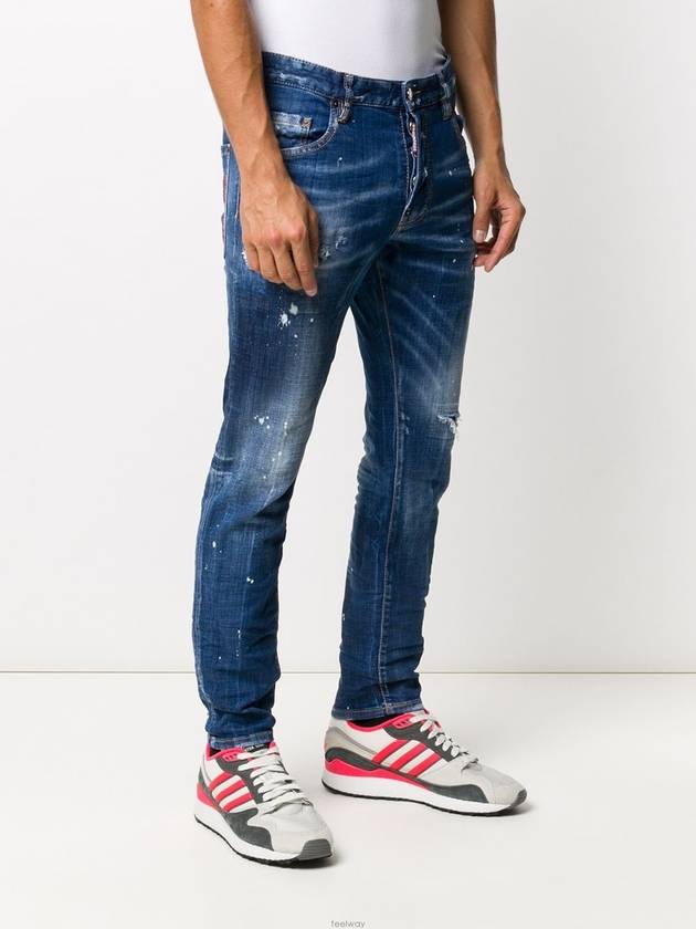 Men's Back Pocket Embroidery Skater Jeans Blue - DSQUARED2 - BALAAN 5