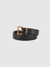 Men's Monogram Grain Leather Belt Gold - SAINT LAURENT - BALAAN 2