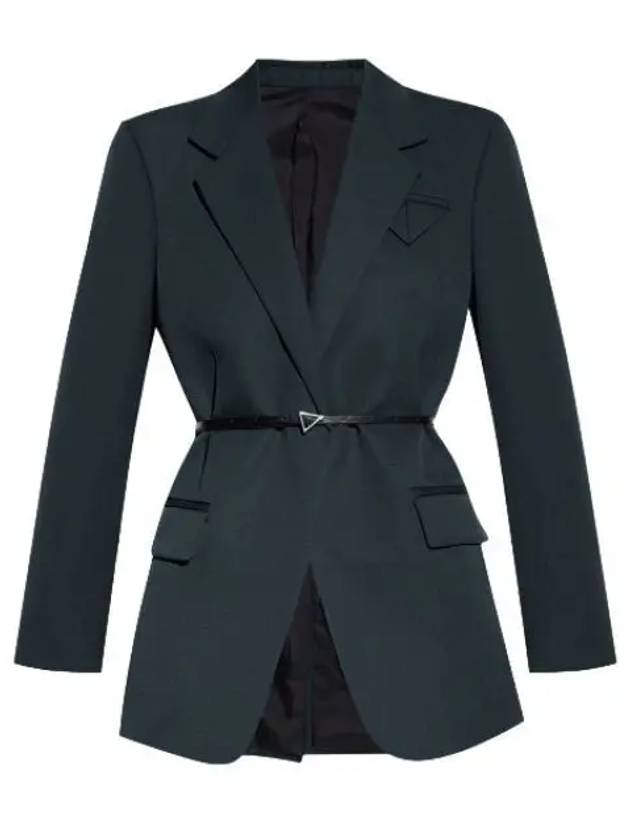 Belted Wool Blazer Jacket Green - BOTTEGA VENETA - BALAAN 2