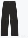 Drapey Melange Pleat Trousers Straight Pants Black - GANNI - BALAAN 2