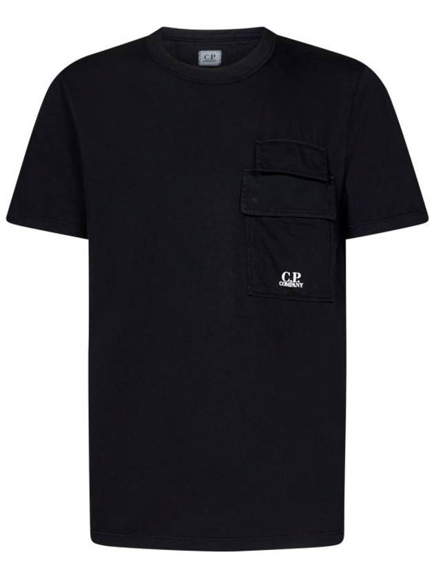 20/1 Jersey Flap Pocket Short Sleeve T-Shirt Black - CP COMPANY - BALAAN 2