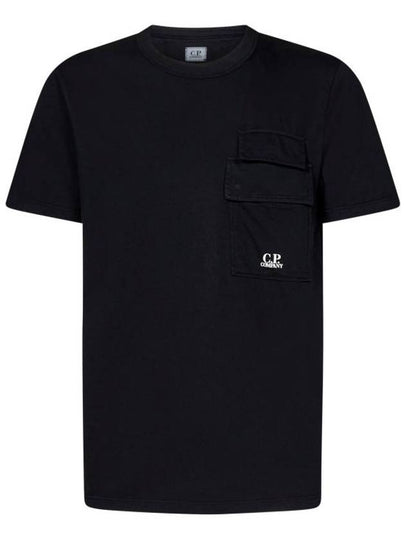 20/1 Jersey Flap Pocket Short Sleeve T-Shirt Black - CP COMPANY - BALAAN 2