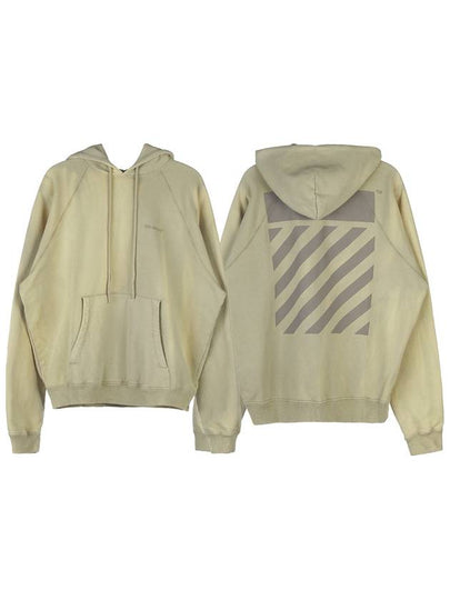 logo print drawstring hoodie beige - OFF WHITE - BALAAN 2