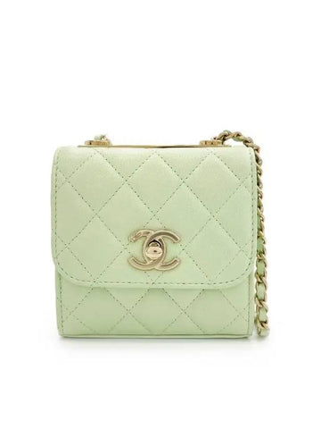 Trendy CC Chain Bag Mini Light Mint Champagne Gold Lambskin 3ET1407 - CHANEL - BALAAN 1