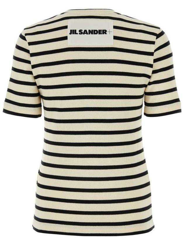 Striped Cotton Short Sleeve T-Shirt Black Beige - JIL SANDER - BALAAN 3