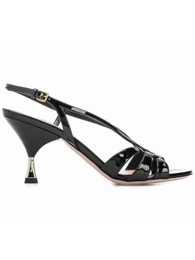 Patent Leather Sandals Heel Black - MIU MIU - BALAAN 1