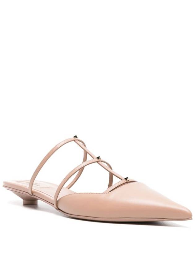 Rockstud Wispy Pointed Toe Mules Beige - VALENTINO - BALAAN 3