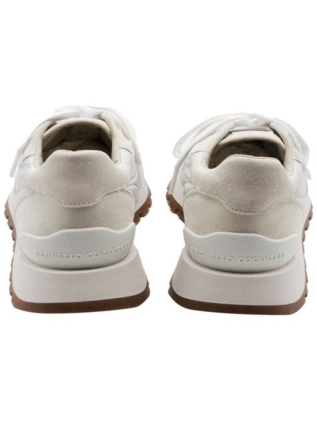 Suede Techno Fabric Runner Low Top Sneakers White - BRUNELLO CUCINELLI - BALAAN 4