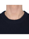 Crewneck Full Rib Wool Knit Top Navy - STONE ISLAND - BALAAN 7