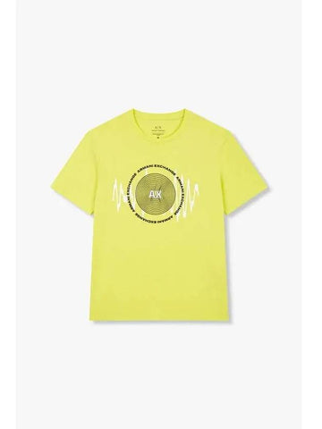 Men s Multi Logo Print T Shirt Neon Yellow - ARMANI EXCHANGE - BALAAN 1