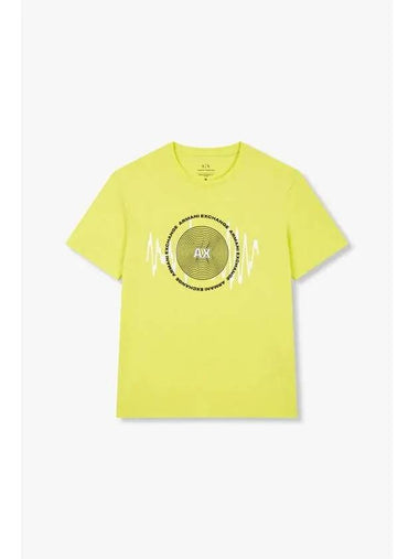 Men s Multi Logo Print T Shirt Neon Yellow - ARMANI EXCHANGE - BALAAN 1