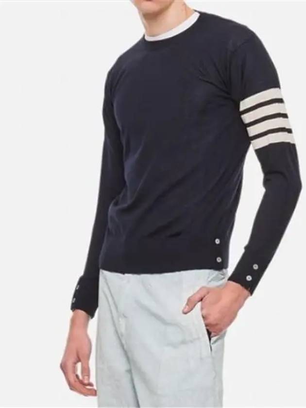 4 Bar Armband Classic Merino Wool Knit Top Navy - THOM BROWNE - BALAAN 3