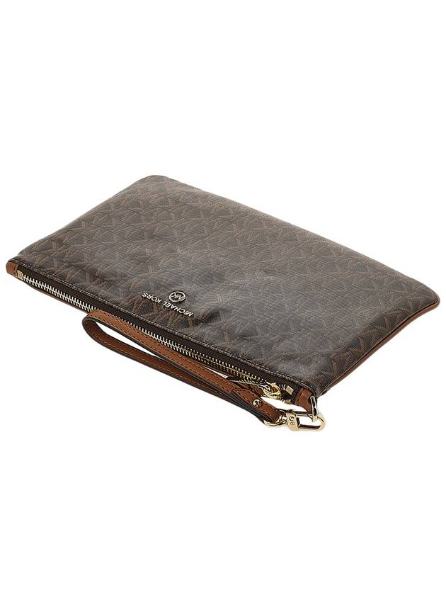 Jet Set Monogram Leather Clutch Bag Brown - MICHAEL KORS - BALAAN 5