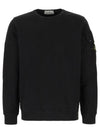 Brushed Organic Cotton Fleece Sweatshirt Black - STONE ISLAND - BALAAN 2