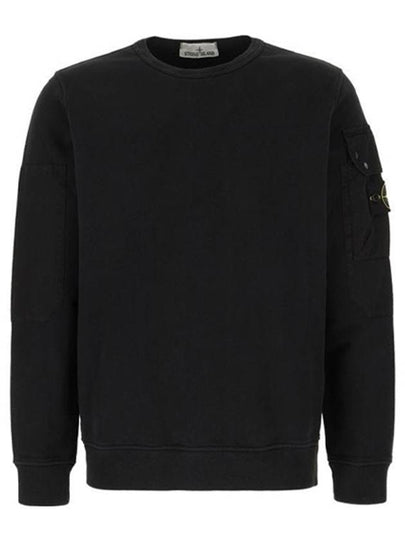 Brushed Organic Cotton Fleece Sweatshirt Black - STONE ISLAND - BALAAN 2