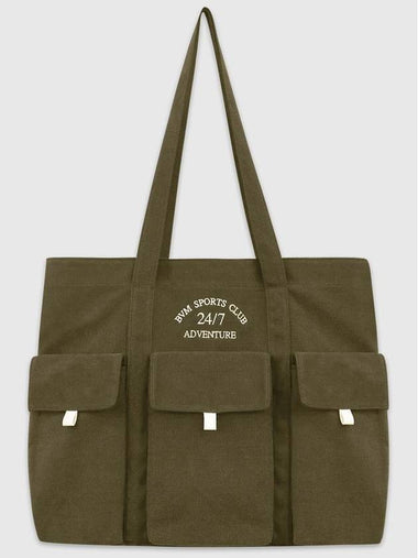 247 Club Large Canvas Tote Bag Khaki - BOOVOOM - BALAAN 1