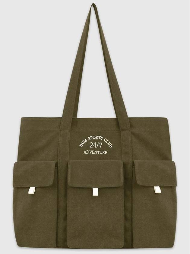 Booboom 247 Club Canvas Big Tote Bag Khaki - BOOVOOM - BALAAN 1