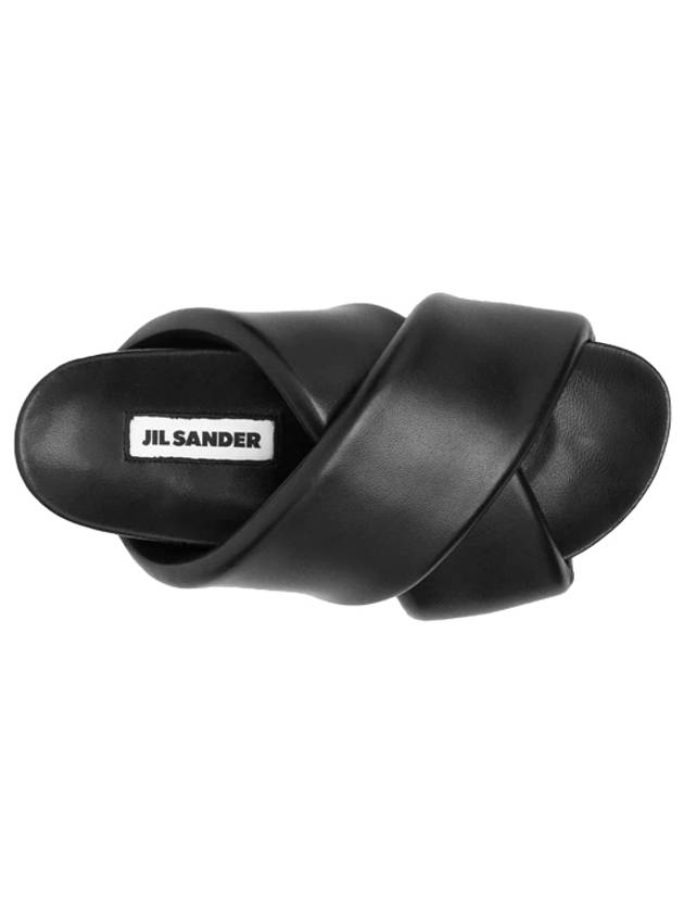 Women's Padded Cross Strap Slippers Black - JIL SANDER - BALAAN.