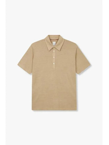 Stretch linen polo shirt beige - PAUL SMITH - BALAAN 1