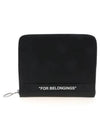 lettering leather strap clutch bag black - OFF WHITE - BALAAN.
