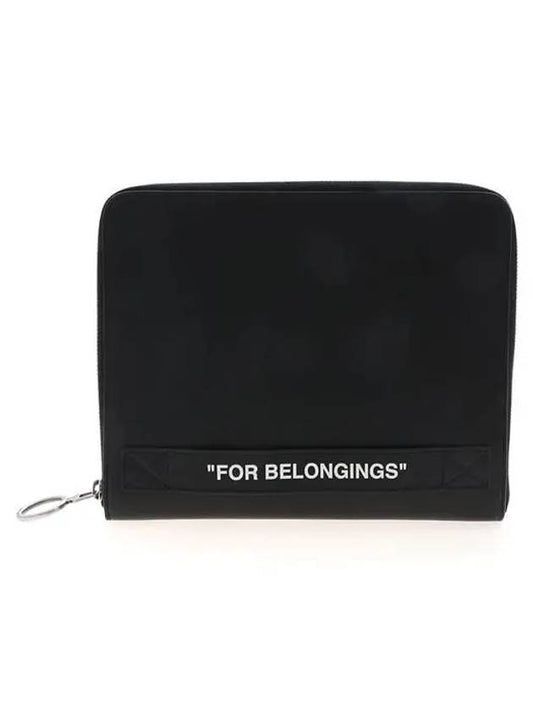 lettering leather strap clutch bag black - OFF WHITE - BALAAN 2