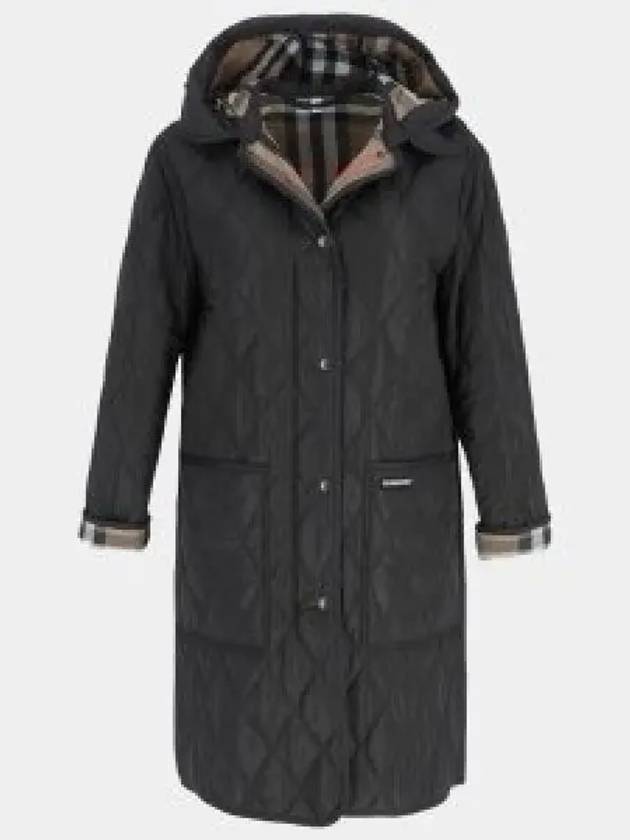 Parkgate Hooded Long Quilted Jacket Black - BURBERRY - BALAAN 2