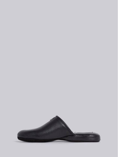 Pebbled Grosgrain Tab Leather Slippers Black - THOM BROWNE - BALAAN 2